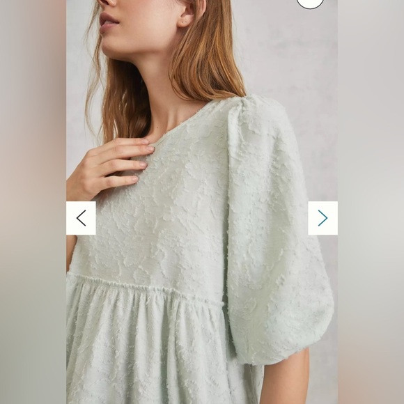 Anthropologie Amorina Mint Green Textured Babydoll Top - Picture 4 of 16